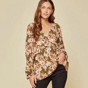 Andree by Unit Floral Babydoll Top 3X NWT